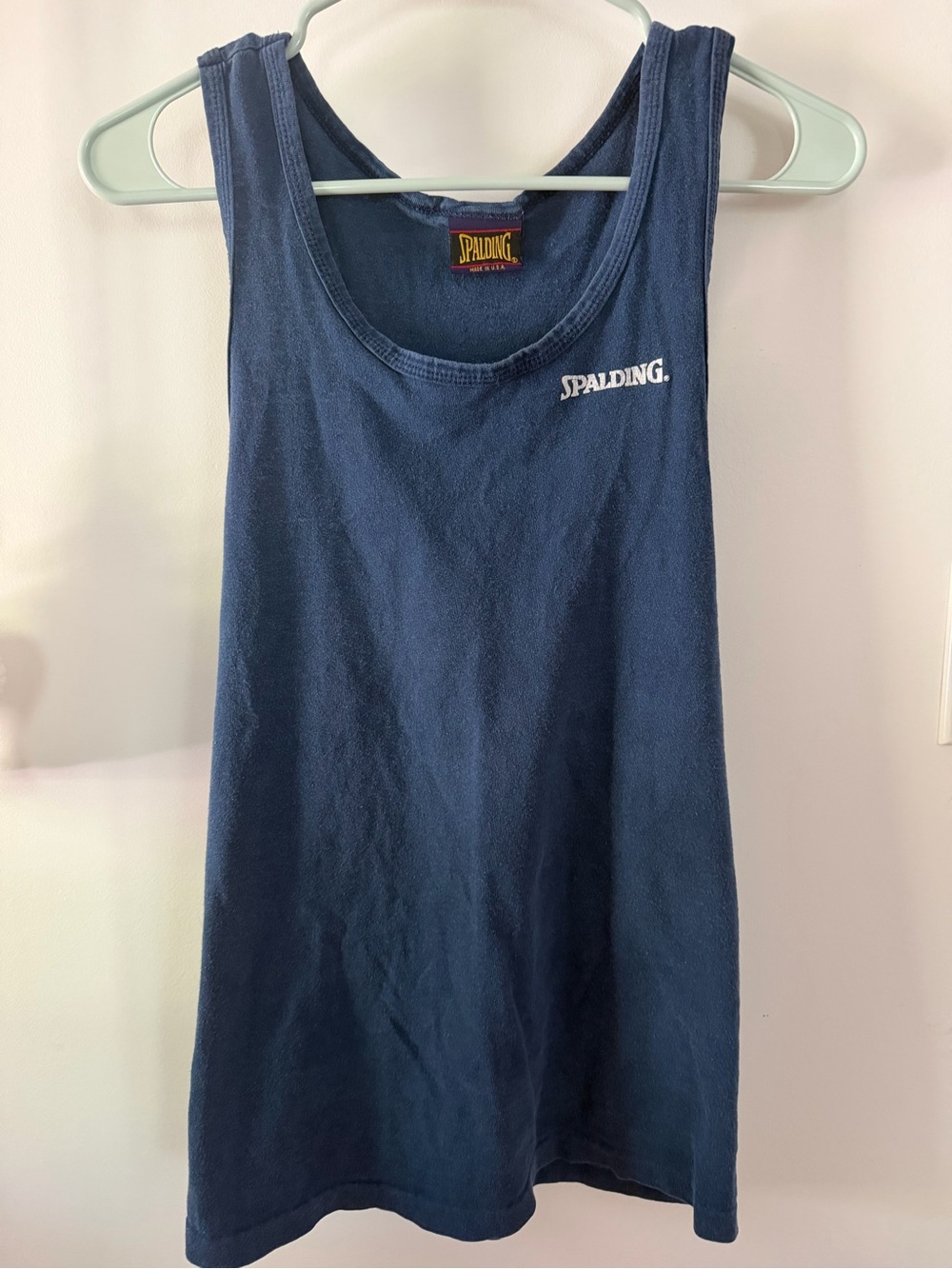 Vintage Spalding Dark Navy Racerback Tank Top.  Men’s S/M. Women’s L.